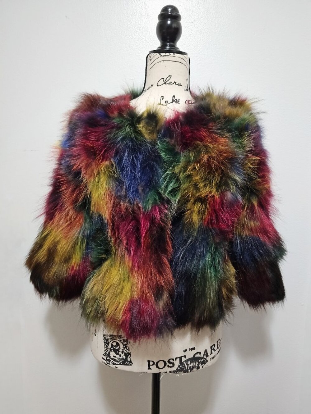 New Real Finnish Raccoon Fur Coat Jacket Blazer Brown Orange Blue Red NoFoxMink